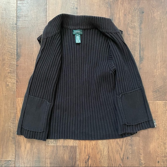 LAUREN by RALPH LAUREN chocolate brown ribbed knit zipper vest, size XL - Picture 6 of 10